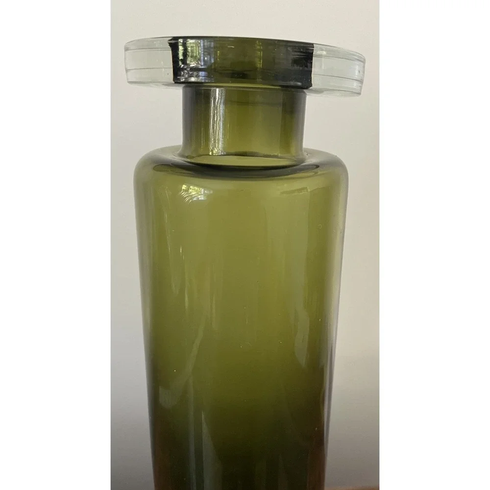 Tall Olive Green Jekyll Bottle Apothecary Alchemist Jar Vase Ombre Gradient